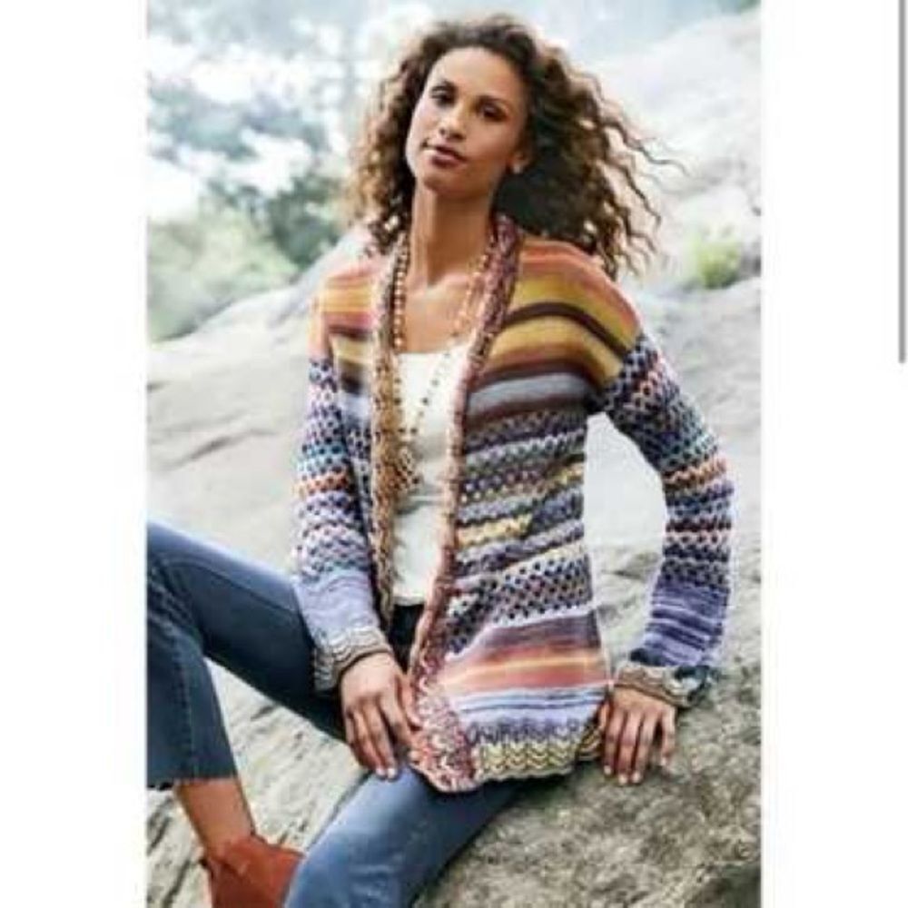 Soft Surroundings Albi Crochet Knit Open Cardigan